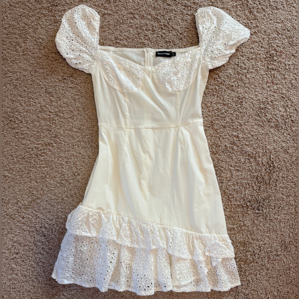 PrettyLittleThing White Ruffled Puff Sleeve Sundress